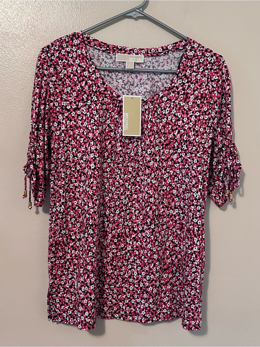 Michael Kors Pink Floral Scoop Neck Tunic